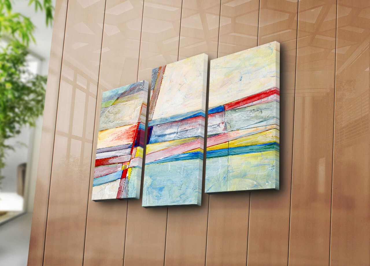 Tablou decorativ, 3PATK-102, 20 x 39 cm, 2 piese, Multicolor - imagine 5